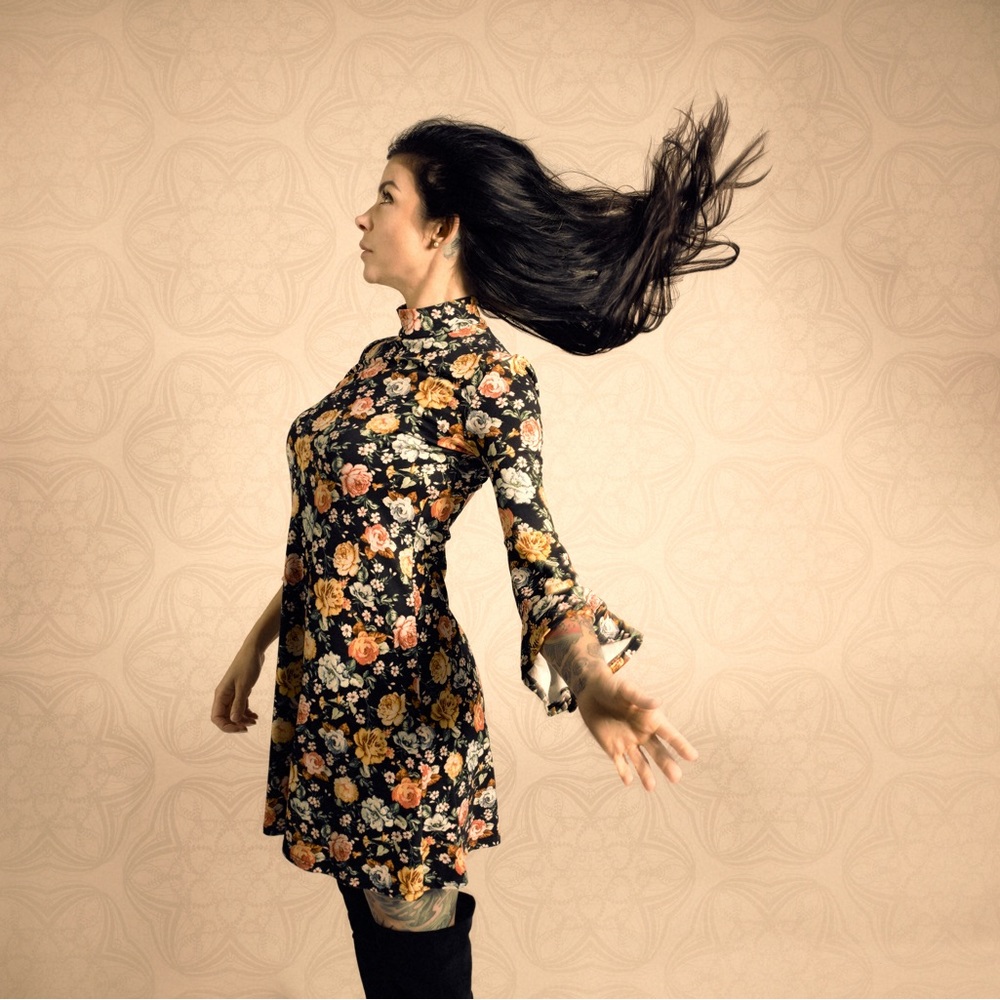 Beautiful floral bell sleeve dress